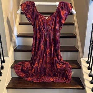 Terra & Sky Purple and Orange Patterned Mini Dress